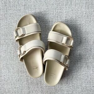 Target Cream Gold Platform Sandals | Strappy Buckle Sandals Size 9